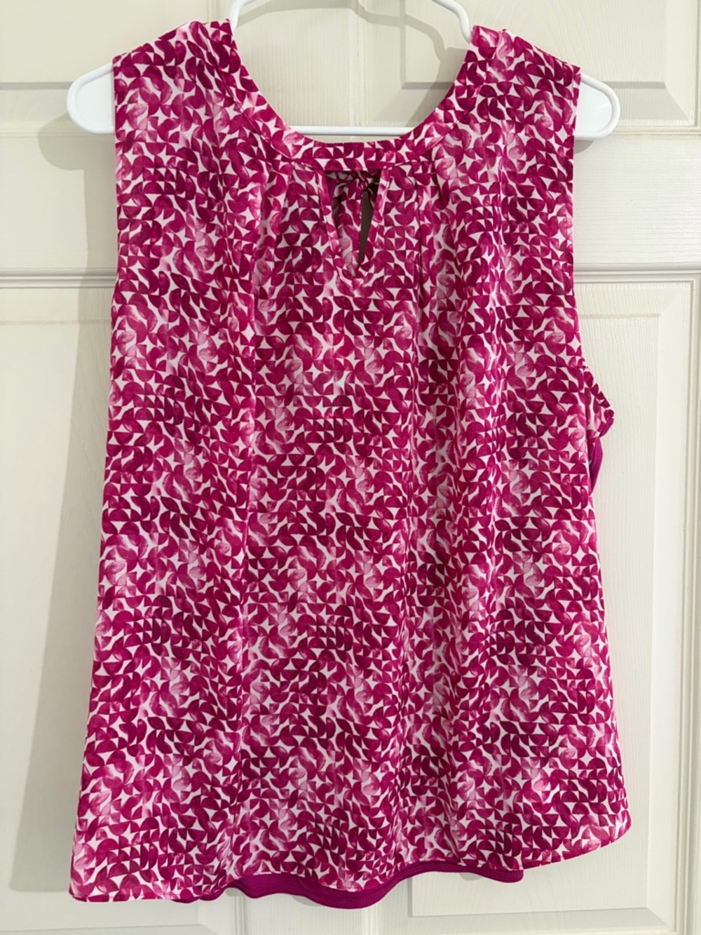 Fortune + Ivy Sleeveless Blouse XXL Pink Print Tie Back Top NWT